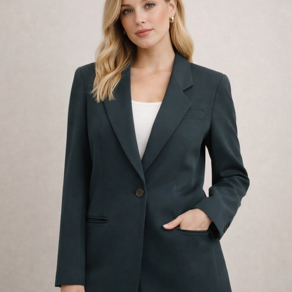Vtg Giorgio Armani Wool Blazer Jacket Tailored Fit Career Gray/Green Size 42/8